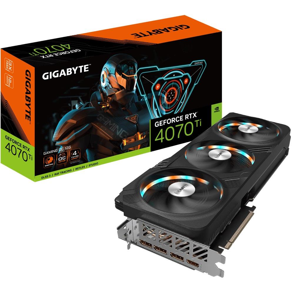 Graphics Card GIGABYTE NVIDIA GeForce RTX 4070 Ti 12 GB GDDR6X 192 bit PCIE 4 0 16x Dual Slot Fansink 1xHDMI 3xDisplayPort GV-N407TGAMINGOC-12GD