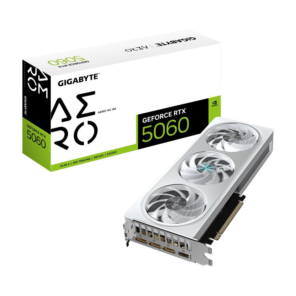 Graphics Card GIGABYTE NVIDIA GeForce RTX 5060 2595 MHz 8 GB GDDR7 128 bit PCI Express 5 0 Active GV-N5060AEROOC-8GD