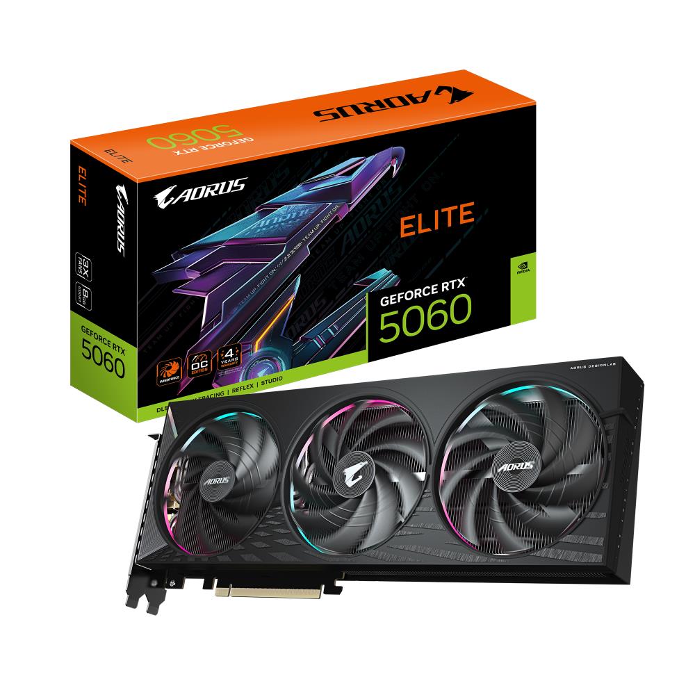 Graphics Card GIGABYTE NVIDIA GeForce RTX 5060 8 GB GDDR7 128 bit PCIE 5 0 16x GPU 2722 MHz Dual Slot Fansink 1xHDMI 3xDisplayPort GV-N5060AORUSE-8GD