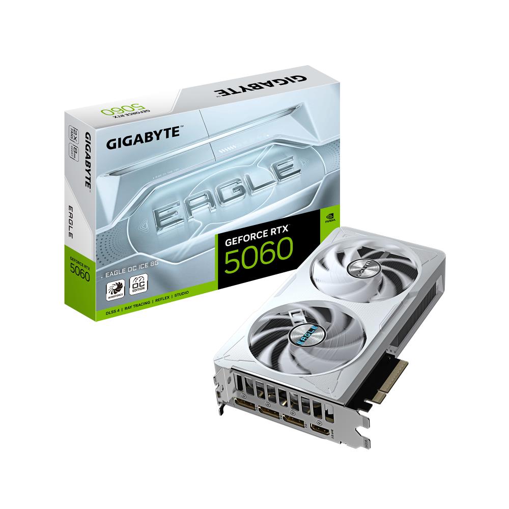 Graphics Card GIGABYTE NVIDIA GeForce RTX 5060 2550 MHz 8 GB GDDR7 128 bit PCI Express 5 0 Active GV-N5060EAGLEOCICE-8GD