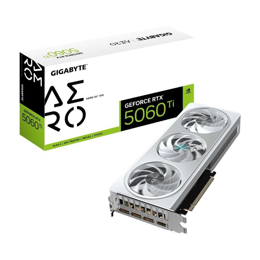 Graphics Card GIGABYTE NVIDIA GeForce RTX 5060 Ti 16 GB GDDR7 128 bit PCIE 5 0 16x GPU 2647 MHz Triple slot Fansink 1xHDMI 3xDisplayPort GV-N506TAEROOC-16GD1 0