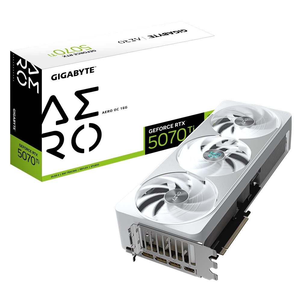 Graphics Card GIGABYTE NVIDIA GeForce RTX 5070 Ti 16 GB GDDR7 256 bit PCIE 5 0 16x GPU 2588 MHz Dual Slot Fansink 1xHDMI 3xDisplayPort GV-N507TAEROOC-16GD1 0