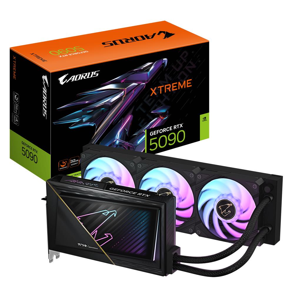Graphics Card GIGABYTE NVIDIA GeForce RTX 5090 32 GB GDDR7 512 bit PCIE 5 0 16x GPU 2655 MHz Water cooling 1xHDMI 3xDisplayPort GV-N5090AORUSXW-32GD1 0