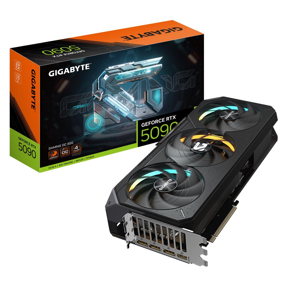 Graphics Card GIGABYTE NVIDIA GeForce RTX 5090 32 GB GDDR7 512 bit PCIE 5 0 16x GPU 2550 MHz Dual Slot Fansink 1xHDMI 3xDisplayPort GV-N5090GAMINGOC-32GD