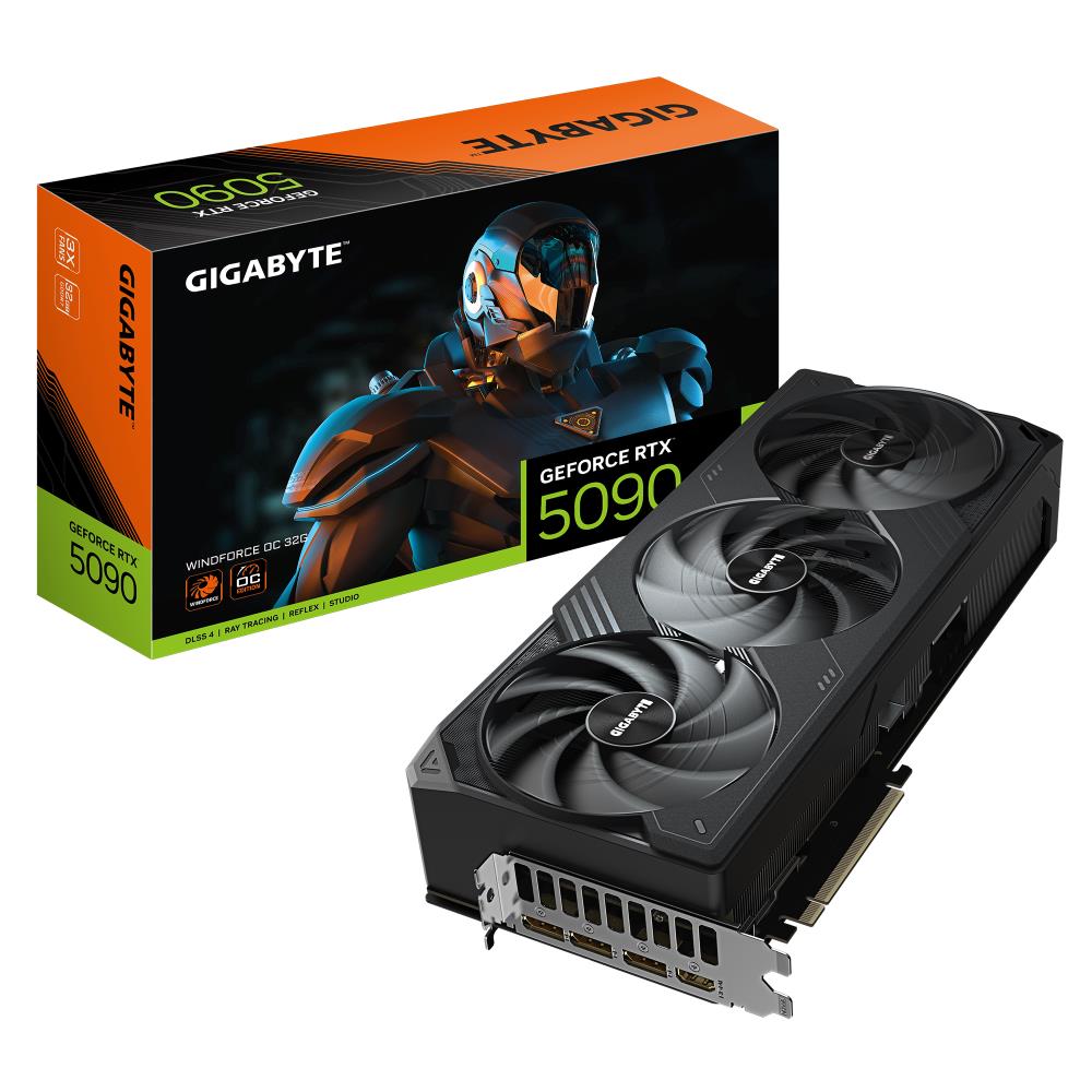 Graphics Card GIGABYTE NVIDIA GeForce RTX 5090 32 GB GDDR7 512 bit PCIE 5 0 16x GPU 2467 MHz Triple slot Fansink 1xHDMI 3xDisplayPort GV-N5090WF3OC-32GD1 0