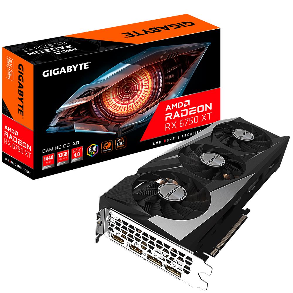 Graphics Card GIGABYTE AMD Radeon RX 6750 XT 12 GB GDDR6 192 bit PCIE 4.0 16x Memory 18000 MHz Dual Slot Fansink 2xHDMI 2xDisplayPort GV-R675XTGAMINGOC-12GD