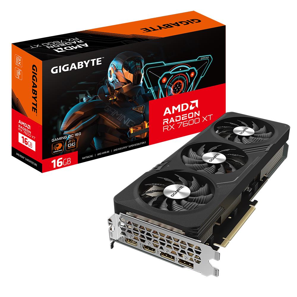 Graphics Card GIGABYTE AMD Radeon RX 7600 XT 16 GB GDDR6 PCIE 4 0 16x Triple slot Fansink 2xHDMI 2xDisplayPort R76XTGAMINGOC-16GD1 1