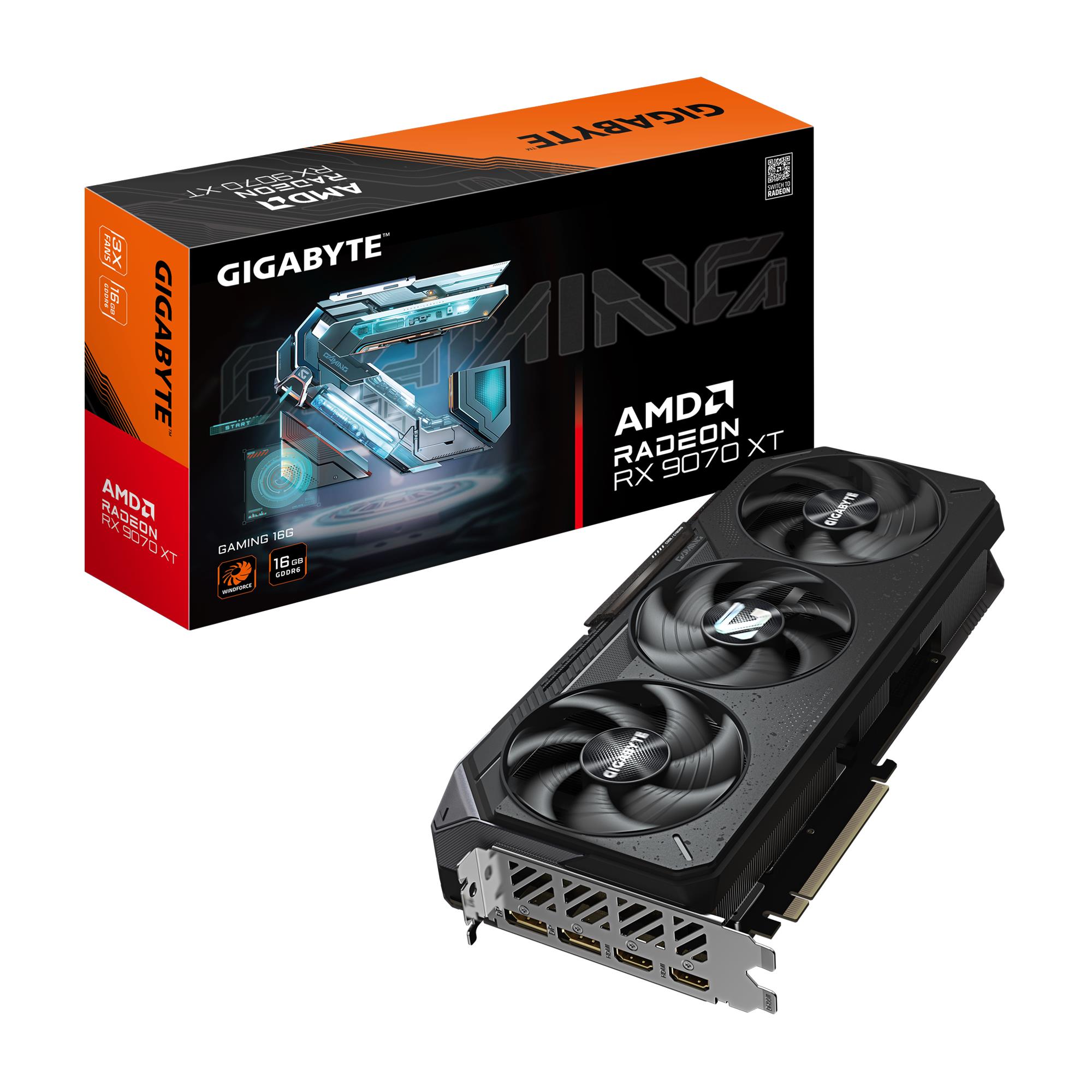 Graphics Card GIGABYTE AMD Radeon RX 9070 XT 16 GB GDDR6 256 bit PCI Express 5 0 Active GV-R9070XTGAMING-16GD1 0