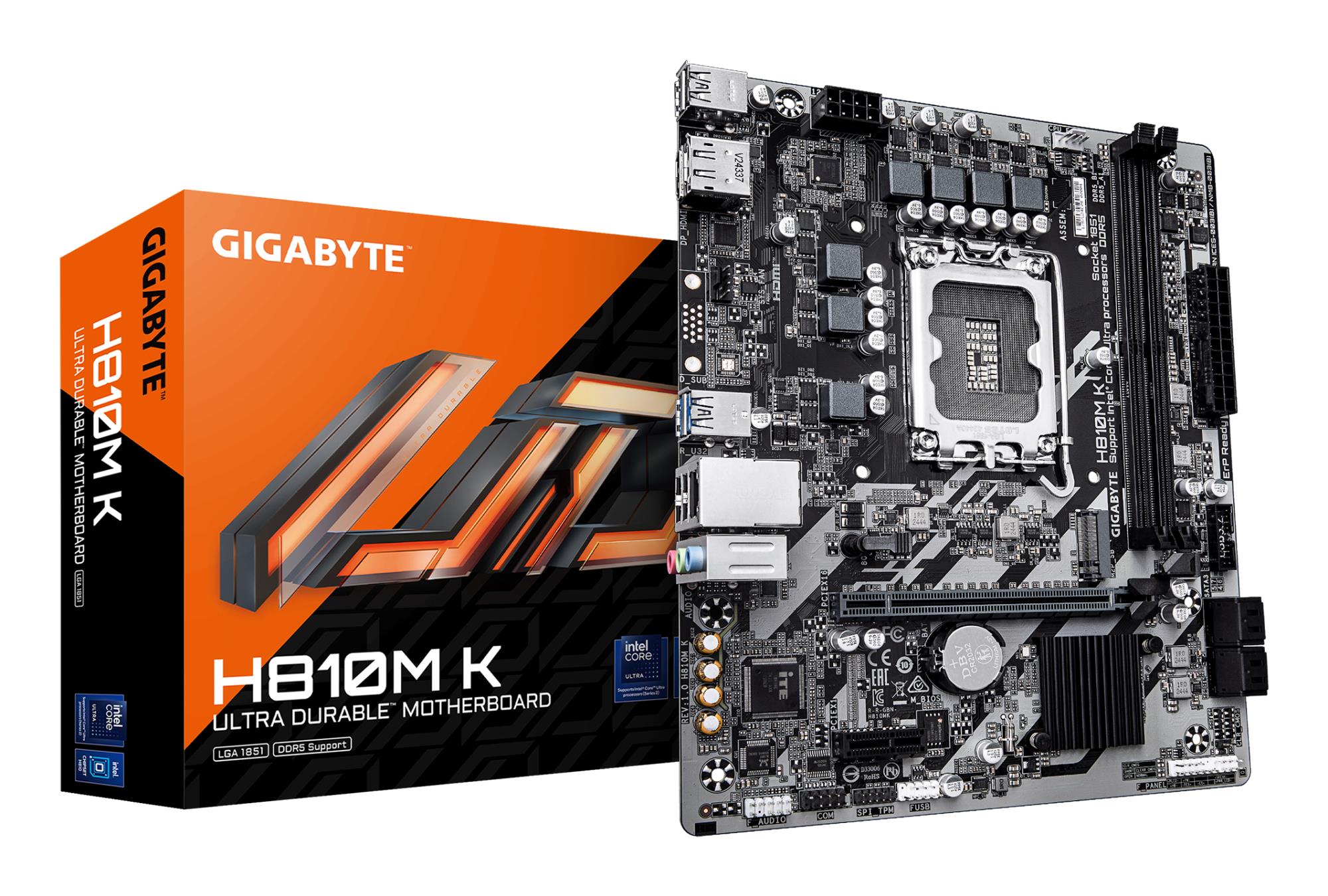 Mainboard GIGABYTE Intel H810 LGA1851 Micro-ATX Memory DDR5 Memory slots 2 H810MK1 0