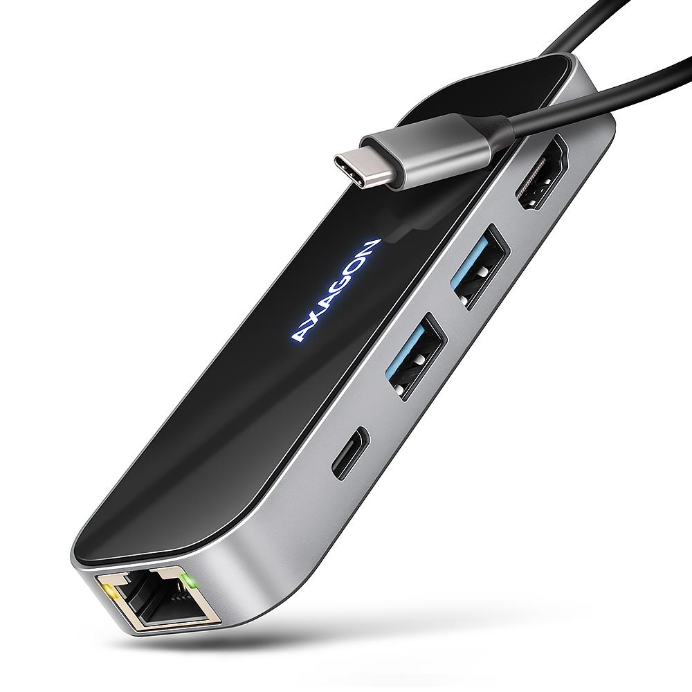 I O HUB USB-C 6IN1 GLASS 0 2M HMC-6GLN AXAGON