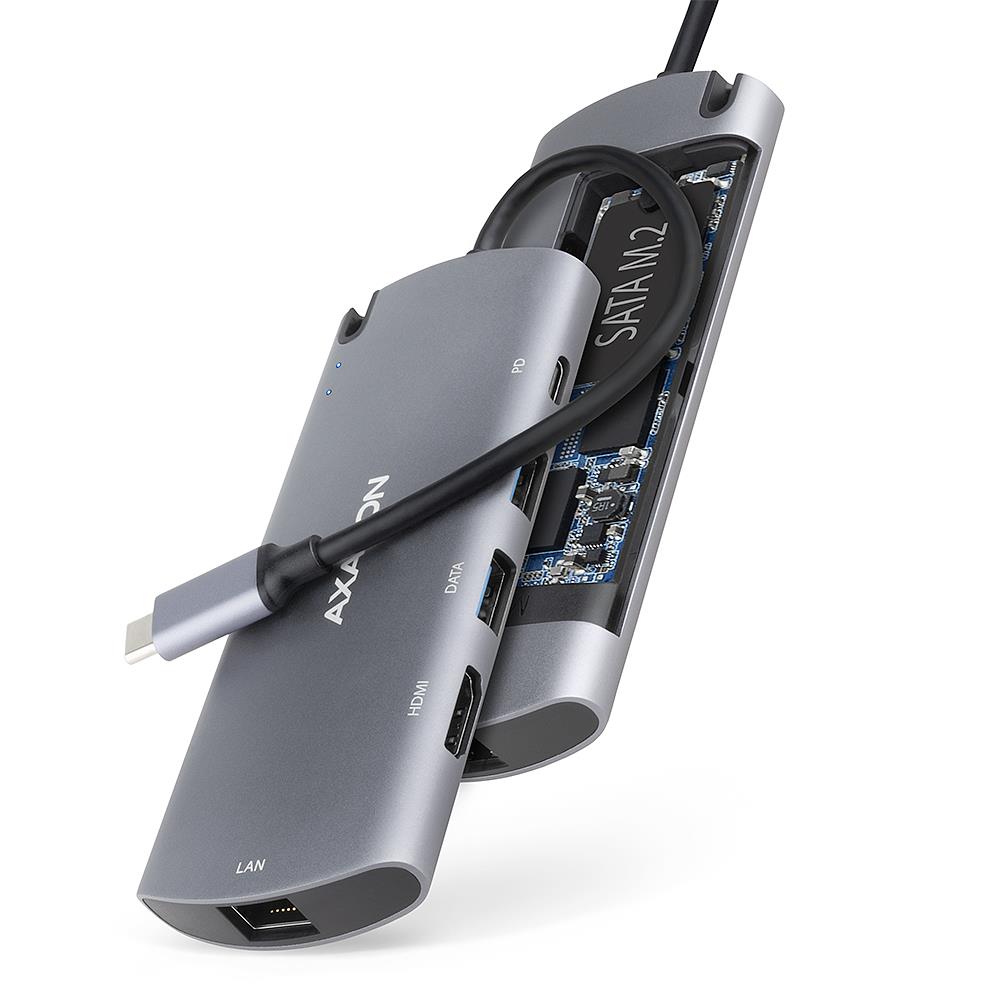 I O HUB USB-C 6IN1 SATA M 2 0 18M HMC-6M2 AXAGON