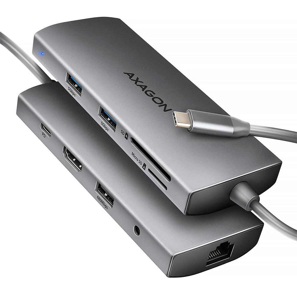 I O HUB USB-C 9IN1 5GBPS 0 2M HMC-8HLSA AXAGON