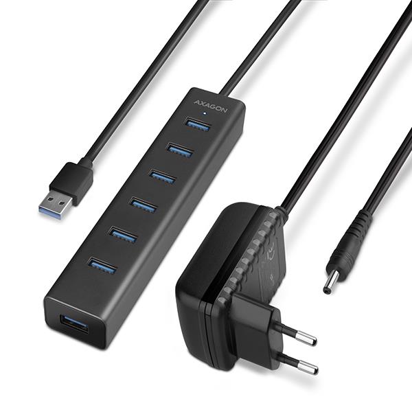 I O HUB USB3 0 7PORT CHARGING W AC 1 2M HUE-SA7BP AXAGON