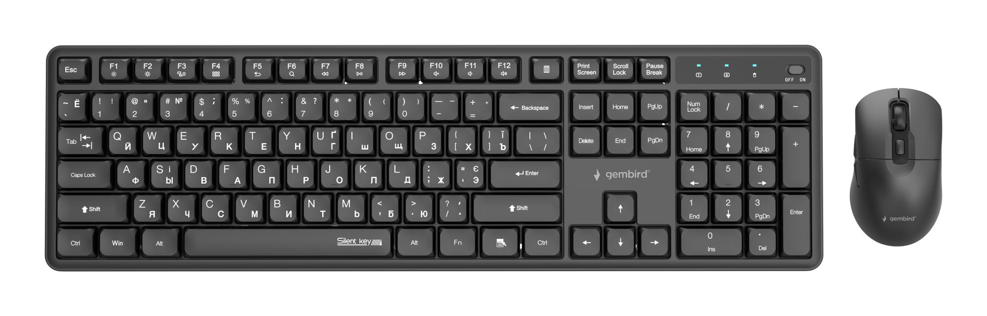 KEYBOARD  MOUSE WRL CYRILLIC BLACK KBS-WMS-01-CYRL GEMBIRD