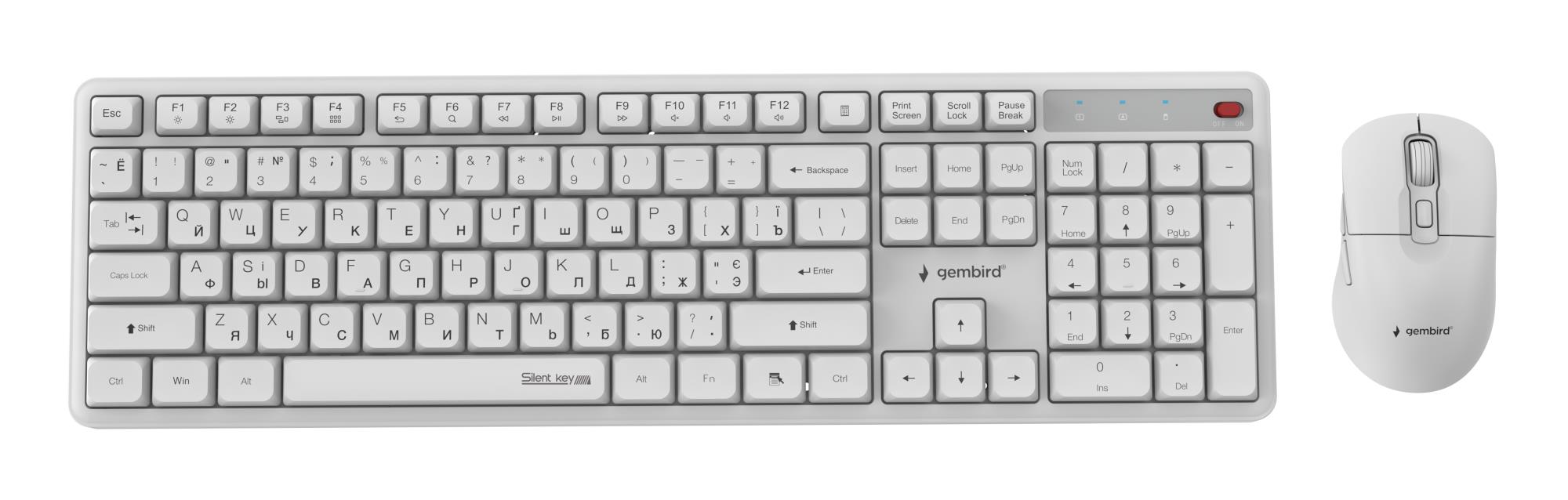 KEYBOARD  MOUSE WRL CYRILLIC WHT KBS-WMS-01-W-CYRL GEMBIRD