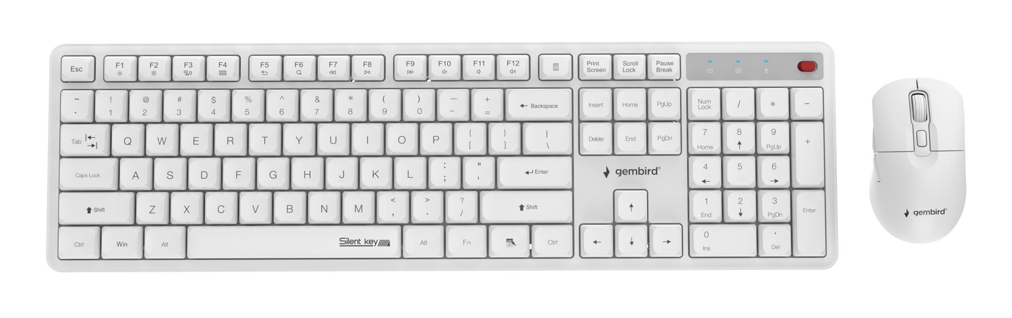 KEYBOARD  MOUSE WRL ENG WHITE KBS-WMS-01-W GEMBIRD