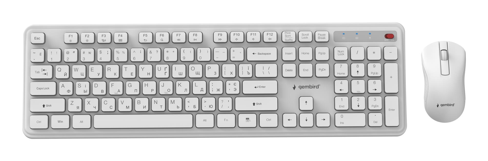 KEYBOARD  MOUSE WRL CYRILLIC WH KBS-WPS-01-W-CYRL GEMBIRD