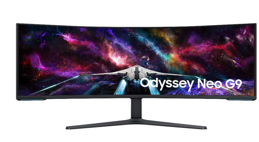 LCD Monitor SAMSUNG 57   Gaming Curved Swivel Height adjustable Tilt Matte Panel VA 7680x2160 32 9 240Hz 1 ms Speakers Colour Black   White LS57CG952NUXEN
