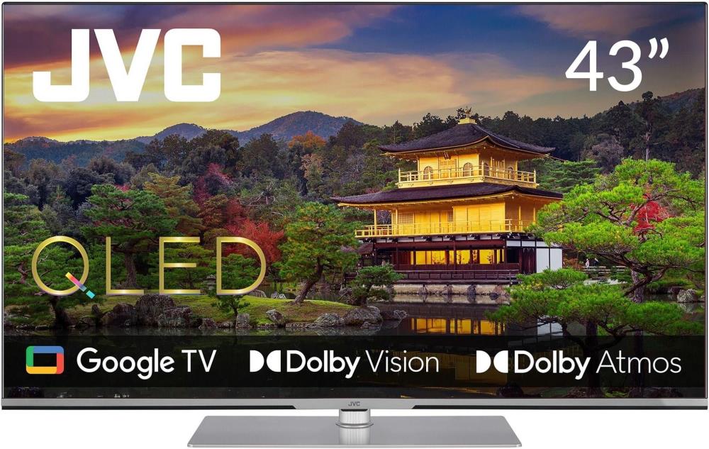 TV Set JVC 43   4K Smart QLED 3840x2160 Wireless LAN Bluetooth Google TV Silver LT-43VGQ840P