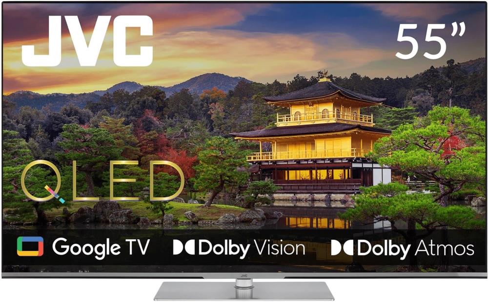 TV Set JVC 55   4K Smart QLED 3840x2160 Wireless LAN Bluetooth Google TV Silver LT-55VGQ840P