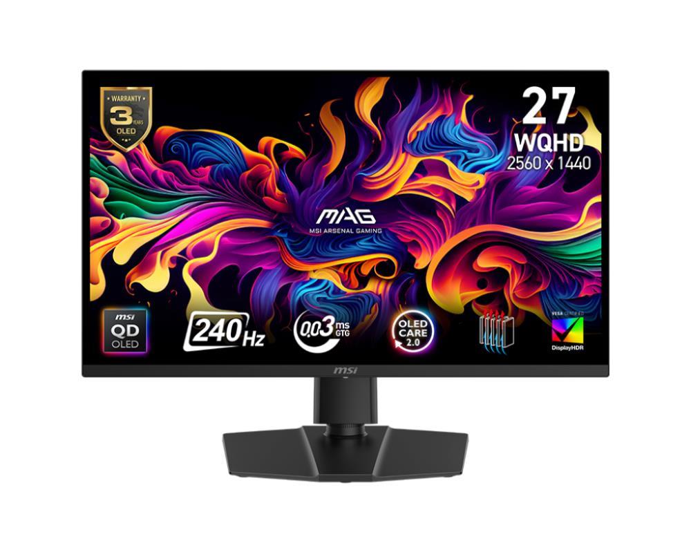 Monitor MSI 26 5    2560 x 1440 pixels Wide Quad HD Native aspect ratio 16 9 QD-OLED Flat MAG271QPQDOLEDX24
