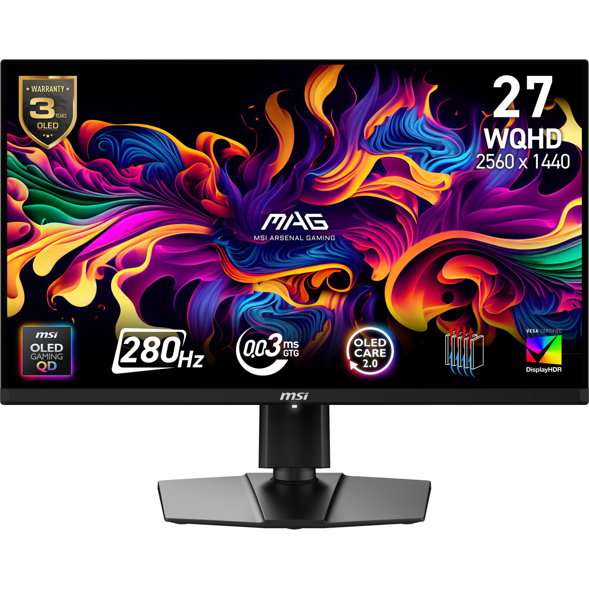 Monitor MSI 26 5    2560 x 1440 pixels Wide Quad HD Native aspect ratio 16 9 QD-OLED Flat MAG271QPQD-OLEDX28