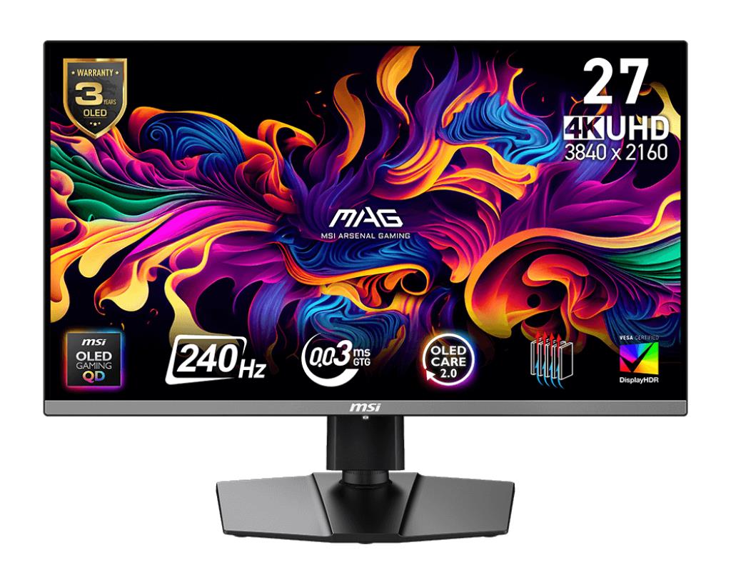 Monitor MSI 26 5    3840 x 2160 pixels 4K Ultra HD Native aspect ratio 16 9 QD-OLED MAG272UPQD-OLEDX24