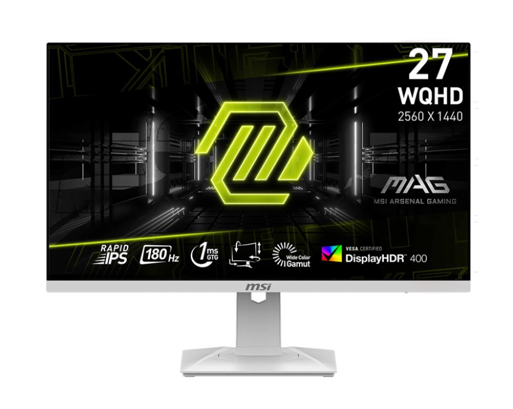 LCD Monitor MSI MAG 274QRFW 27   Gaming Panel IPS 2560x1440 16 9 180 Hz Matte 1 ms Swivel Pivot Height adjustable Tilt Colour White MAG274QRFW