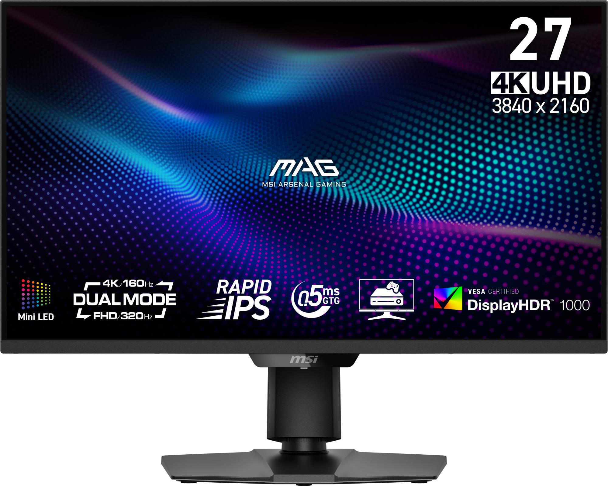 LCD Monitor MSI MAG 274UPDF E16M 27   Gaming Frameless 4K Matte Panel IPS 3840x2160 16 9 160Hz 0 5 ms Colour Black MAG274UPDFE16M