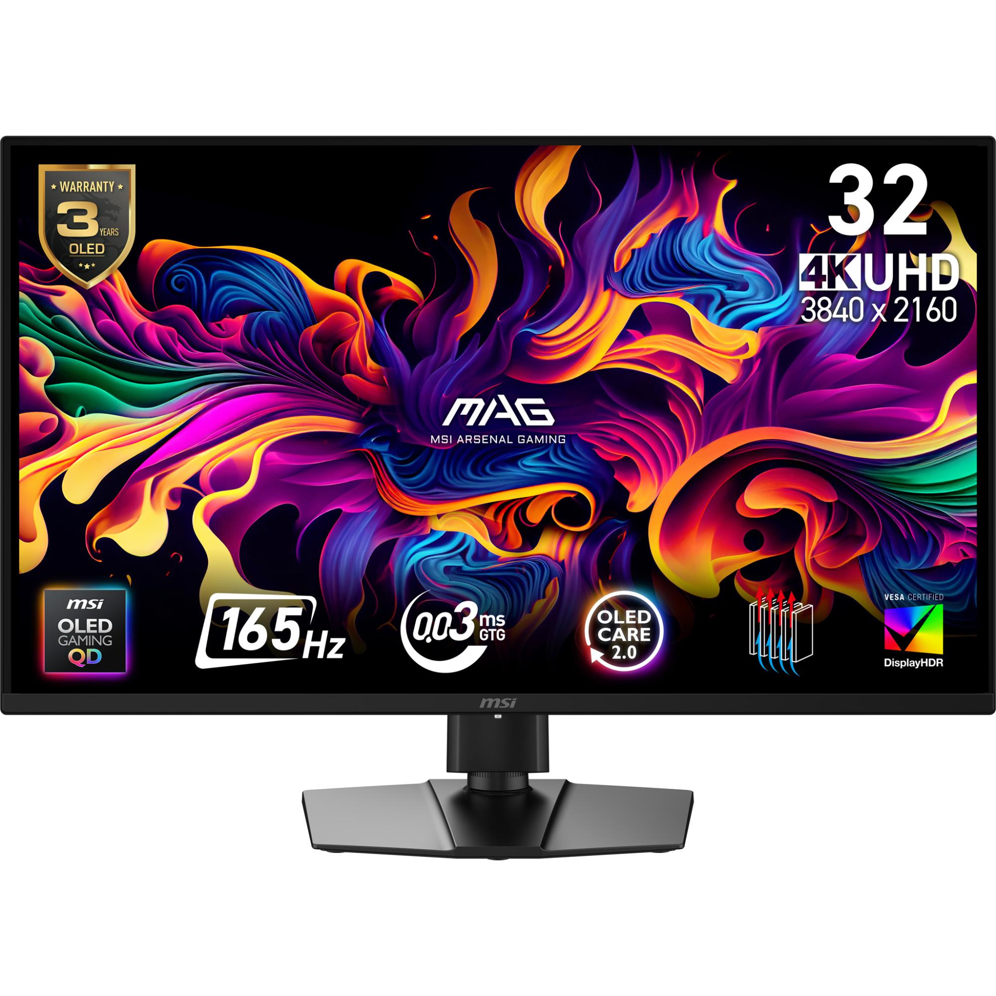 Monitor MSI 31 5    3840 x 2160 pixels 4K Ultra HD Native aspect ratio 16 9 QD-OLED Flat MAG322UPQD-OLEDE16