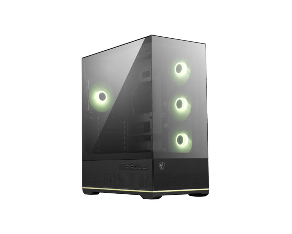Case MSI MAG PANO 110R PZ MidiTower Case product features Transparent panel Not included Colour Black MAGPANO110RPZ