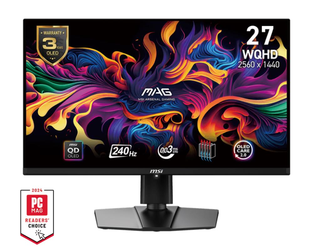 Monitor MSI 26 5   Gaming Panel QD-OLED 2560x1440 16 9 240Hz Matte 0 03 ms Swivel Pivot Height adjustable Tilt Colour Black MAG271QPXQD-OLEDE2