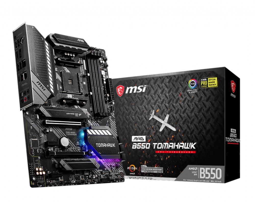 Mainboard MSI AMD B550 SAM4 ATX 2xPCI-Express 3 0 1x 1xPCI-Express 3 0 16x 2xM 2 1xPCI-Express 4 0 16x Memory DDR4 Memory slots 4 1xHDMI 1xDisplayPort 2xUSB 2 0 1xUSB type C 3xUSB 3 2 1xPS 2 1xOptical S PDIF 2xRJ45 5xAudio port MAGB550TOMAHAWK