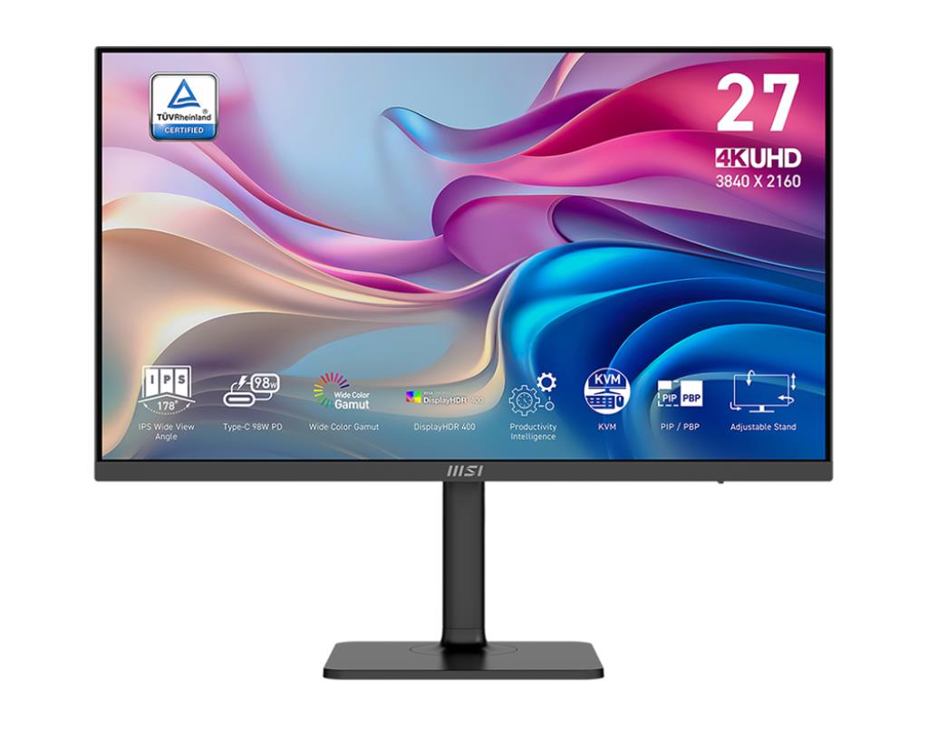LCD Monitor MSI MODERN MD272UPHG 27   Business 4K Matte Panel IPS 3840x2160 16 9 60Hz 4 ms Speakers Colour Black MODERNMD272UPHG