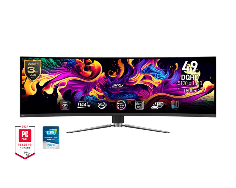 Monitor MSI MPG 491CQP QD-OLED 49   Gaming Curved Panel QD-OLED 5120x1440 32 9 144Hz Matte 0 03 ms Swivel Height adjustable Tilt Colour Black MPG491CQPQD-OLED