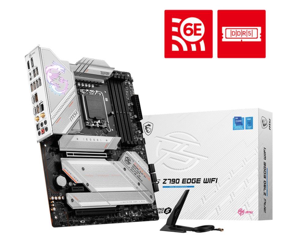 Mainboard MSI Intel Z790 LGA1700 ATX Memory DDR5 Memory slots 4 1xPCI-Express 1x 2xPCI-Express 16x 5xM.2 1xHDMI 1xDisplayPort 8xUSB 3.2 2xUSB-C 1xOptical S PDIF 1xRJ45 5xAudio port MPGZ790EDGEWIFI