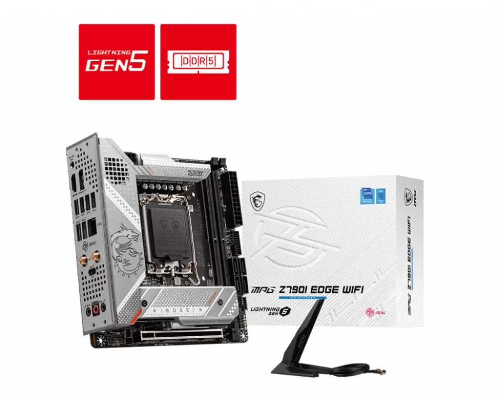 Mainboard MSI Intel Z790 MiniITX Memory DDR5 Memory slots 2 1xPCI-Express 5.0 16x 3xM.2 1xHDMI 1xDisplayPort 6xUSB 3.2 1xUSB-C 1xRJ45 3xAudio port MPGZ790IEDGEWIFI