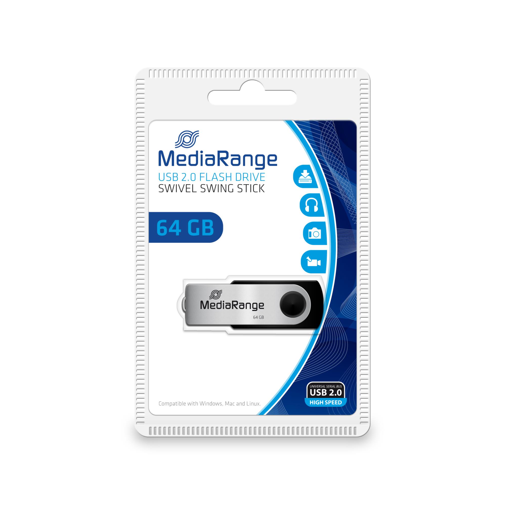 MEMORY DRIVE FLASH USB2 64GB MR912 MEDIARANGE