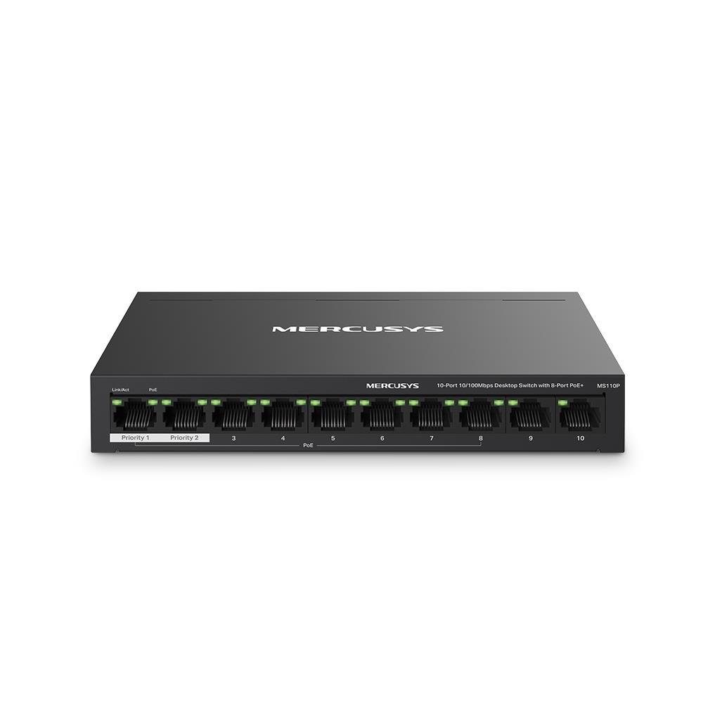 Switch MERCUSYS Desktop pedestal 10x10Base-T   100Base-TX PoE  ports 8 MS110P