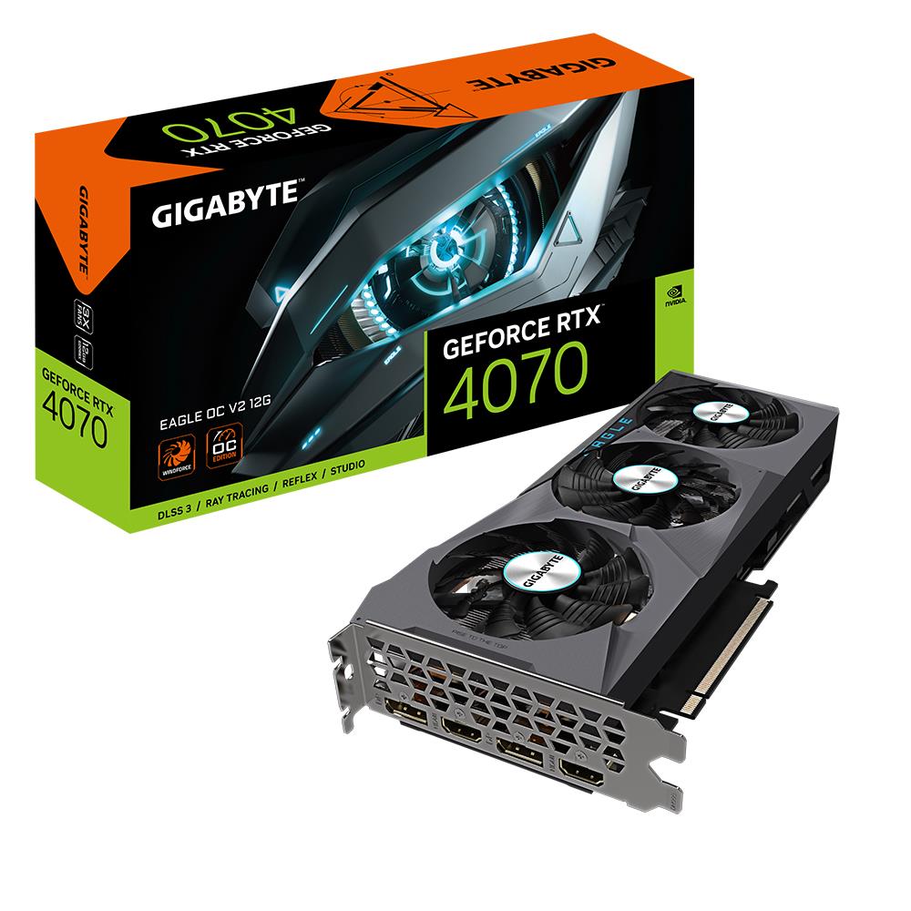 Graphics Card GIGABYTE NVIDIA GeForce RTX 4070 12 GB GDDR6X 192 bit PCIE 4 0 16x 2xHDMI 2xDisplayPort N4070EAGLEOCV2-12GD