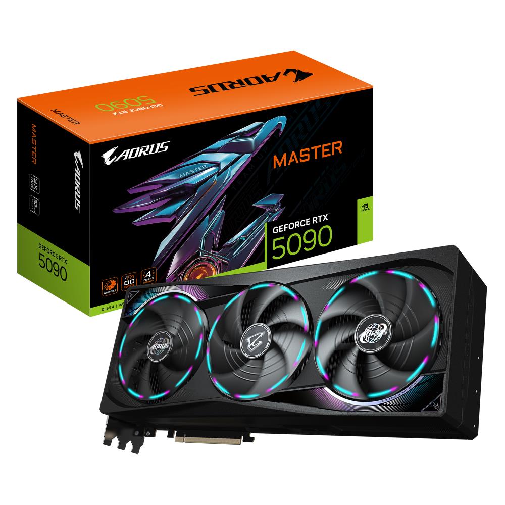 Graphics Card GIGABYTE NVIDIA GeForce RTX 5090 32 GB GDDR7 512 bit PCIE 5 0 16x GPU 2655 MHz Triple slot Fansink 1xHDMI 3xDisplayPort N5090AORUSM-32GD