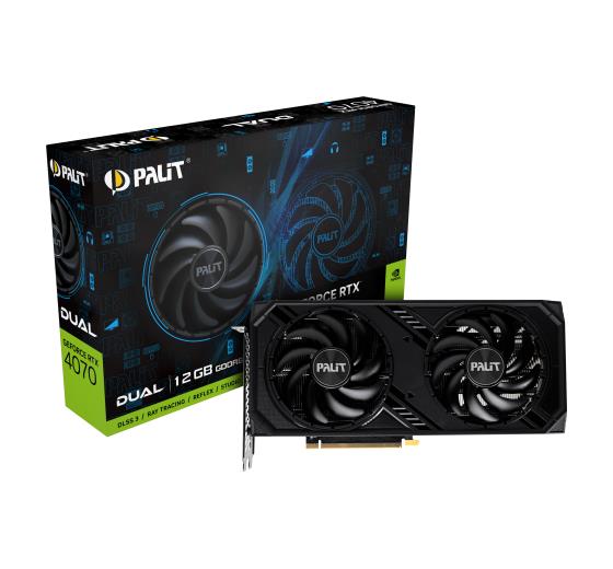 Graphics Card PALIT NVIDIA GeForce RTX 4070 12 GB GDDR6 192 bit PCIE 4 0 16x GPU 1920 MHz Dual Slot Fansink 1xHDMI 3xDisplayPort NE64070019K9-1048D