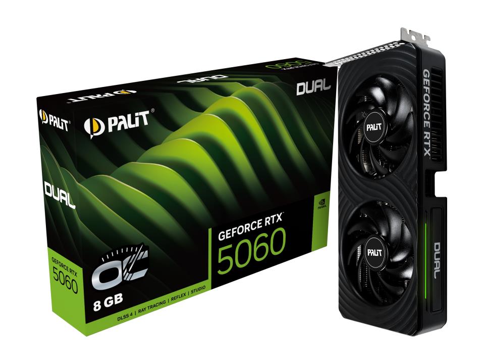 Graphics Card PALIT NVIDIA GeForce RTX 5060 8 GB GDDR7 128 bit PCIE 5 0 16x Dual Slot Fansink 1xHDMI 3xDisplayPort NE75060S19P1-GB2063D