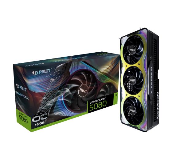 Graphics Card PALIT NVIDIA GeForce RTX 5080 16 GB GDDR7 256 bit PCIE 5 0 16x GPU 2295 MHz Triple slot Fansink 1xHDMI 3xDisplayPort NE75080T19T2-GB2030G