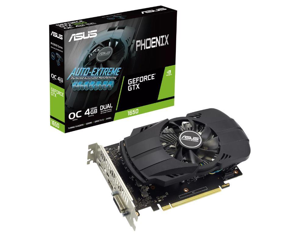 Graphics Card ASUS NVIDIA GeForce GTX 1650 4 GB GDDR6 128 bit PCIE 3.0 16x Dual Slot Fansink 1xDVI-D 1xHDMI 1xDisplayPort PH-GTX1650-O4GD6-P-EVO