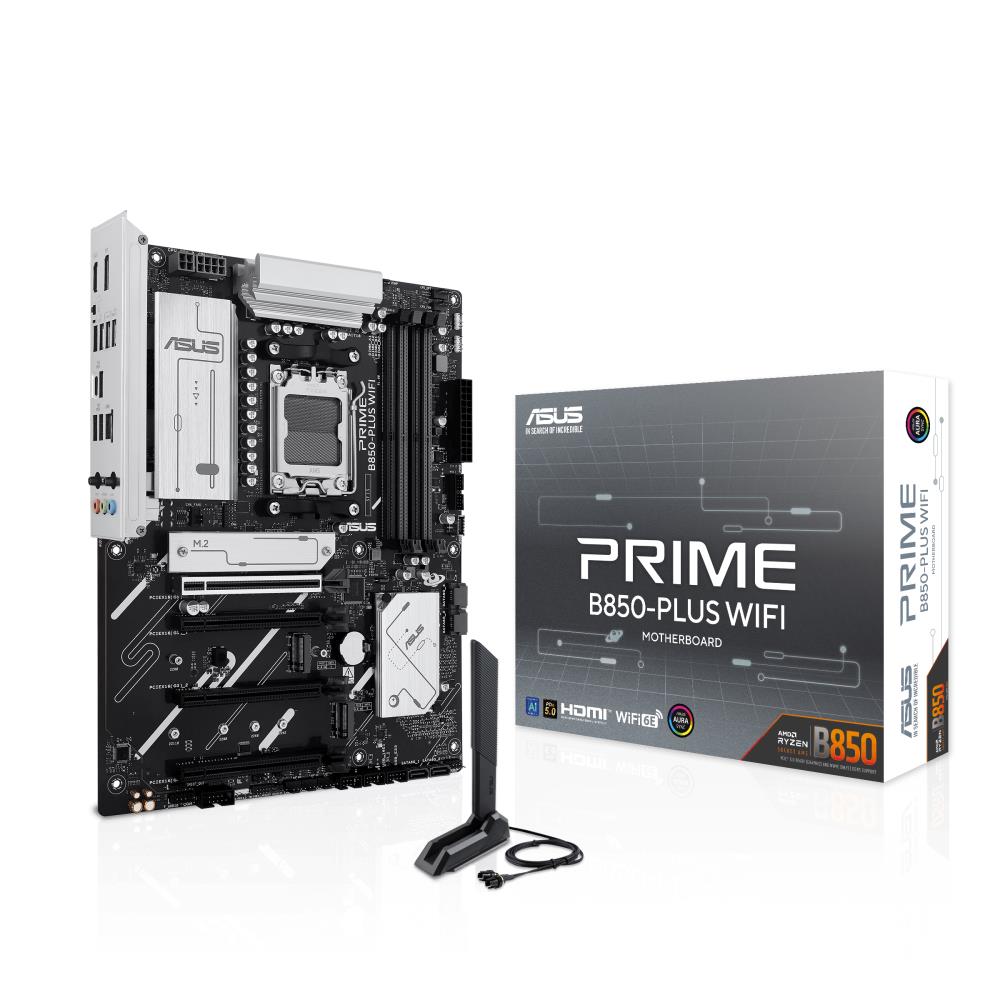Mainboard ASUS AMD B850 SAM5 ATX Memory DDR5 Memory slots 4 2xPCI-Express 3 0 16x 1xPCI-Express 4 0 16x 1xPCI-Express 5 0 16x 3xM 2 1xHDMI 1xDisplayPort 3xUSB 2 0 5xUSB 3 2 type B 2xUSB-C 3xAudio port PRIMEB850-PLUSWIFI