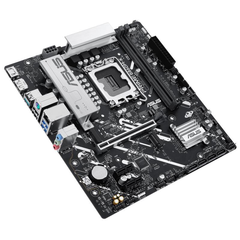Mainboard ASUS Intel B860 Express LGA1851 Micro-ATX Memory DDR5 Memory slots 2 2xPCI-Express 4 0 1x 1xPCI-Express 4 0 16x 2xM 2 1xHDMI 1xDisplayPort 1xAudio-In 1xAudio-Out 1xMicrophone 3xUSB 2 0 2xUSB 3 0 1xUSB 3 2 1xPS 2 1xRJ45 PRIMEB860M-K