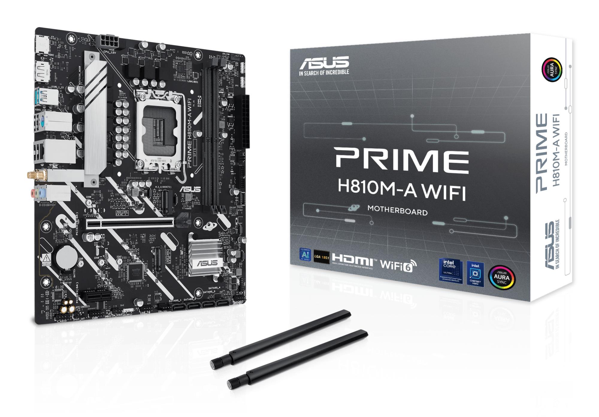 Mainboard ASUS Intel H810 LGA1851 Micro-ATX Memory DDR5 Memory slots 2 PRIMEH810M-AWIFI