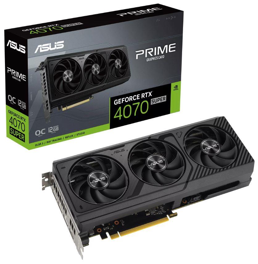 Graphics Card ASUS NVIDIA GeForce RTX 4070 SUPER 12 GB GDDR6X 192 bit Triple slot Fansink 1xHDMI 3xDisplayPort PRIME-RTX4070S-O12G