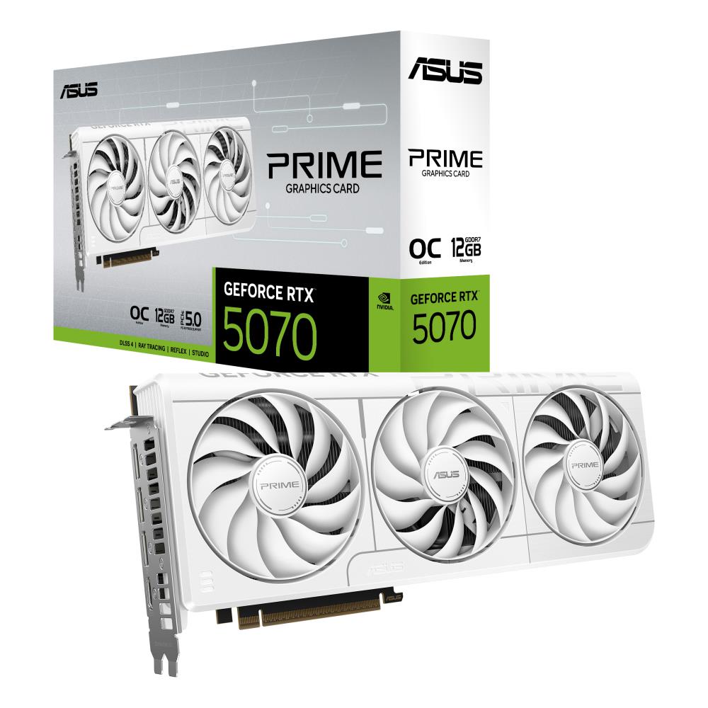 Graphics Card ASUS NVIDIA GeForce RTX 5070 12 GB GDDR7 192 bit Triple slot Fansink 1xHDMI 3xDisplayPort PRIME-RTX5070-O12G-WHITE